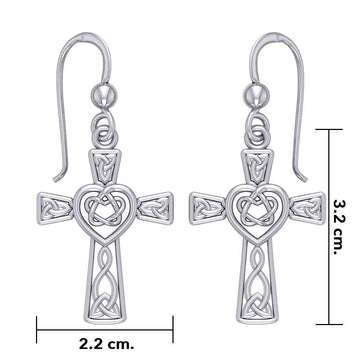 Celtic Knotwork Heart with Cross Silver Earrings TER1969 - Jewelry